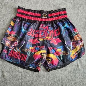 Ambush Muay Thai Shorts 3XL Horror Freddy Jason Scream Art Floral MMA Fighting